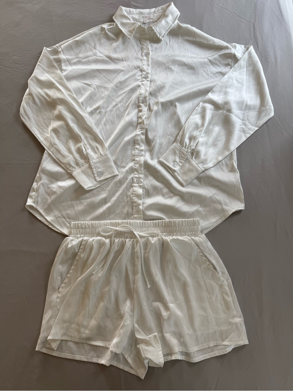 Better Be White Button-Front Sleep Shirt & Drawstring Shorts